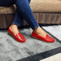 Mocasines de cuero para dama, con diseño estampado, taco normal.