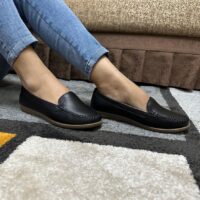 mosaico_diseño_normal_negro Mocasines de cuero para dama, taco normal.