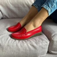 Mocasines de cuero para dama, con diseño, taco 3.