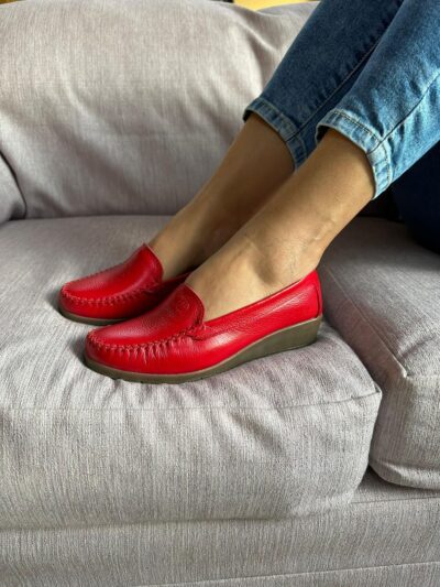 Mocasines de cuero para dama, con diseño, taco 3.